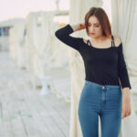 women's Off-The-Shoulder Black Knit Top